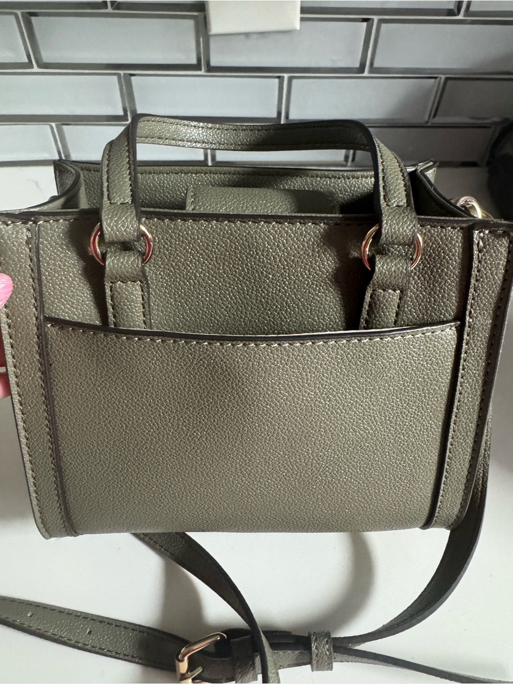 Nine West Olive Mini Tote with Attached Coin Pouch Bag Charm - Picture 5 of 8